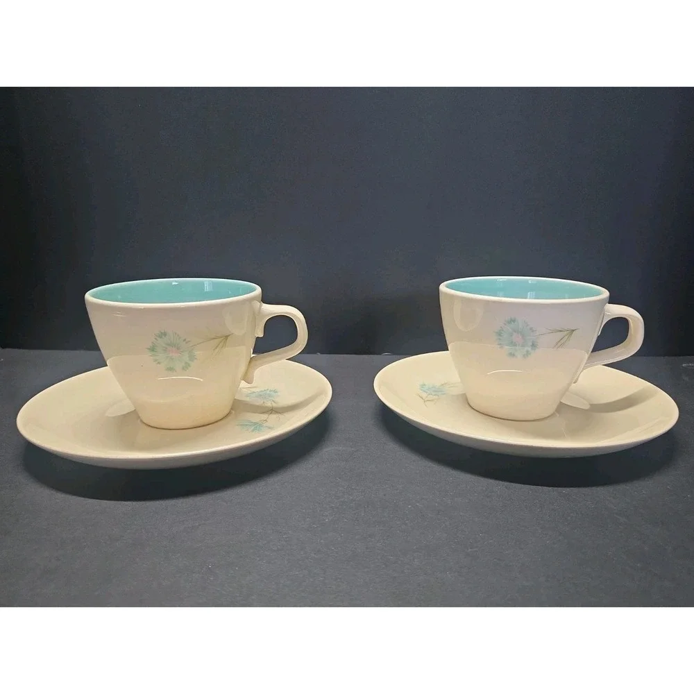 Taylor Smith Taylor Ever Yours Boutonniere Cups & Saucers Set of 2 Vintage MCM